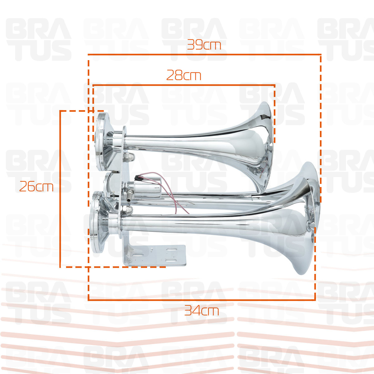 Buzina Cromada Marítima Eletropneumática (3 Cornetas) - Image 4