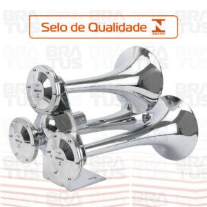 Buzina Cromada Marítima Eletropneumática (3 Cornetas) - Image 6