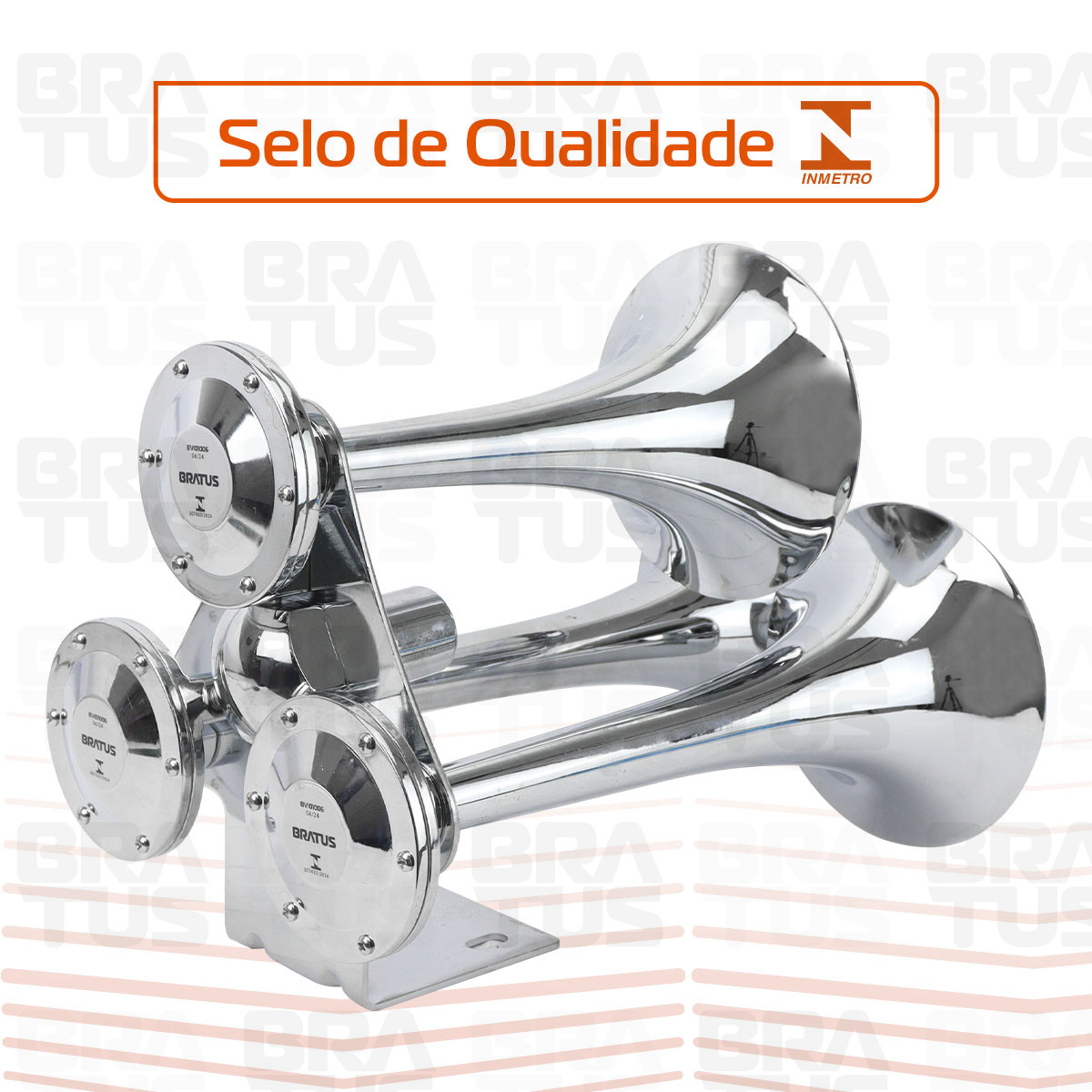 Buzina Cromada Marítima Eletropneumática (3 Cornetas) - Image 6