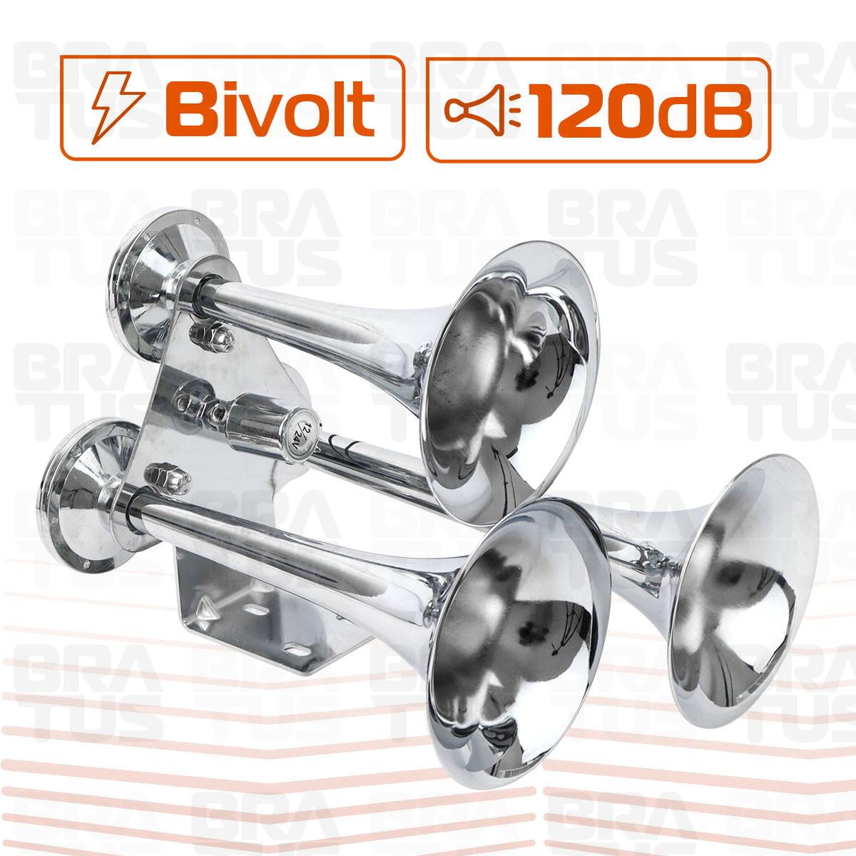 Buzina Cromada Marítima Eletropneumática (3 Cornetas) - Image 9