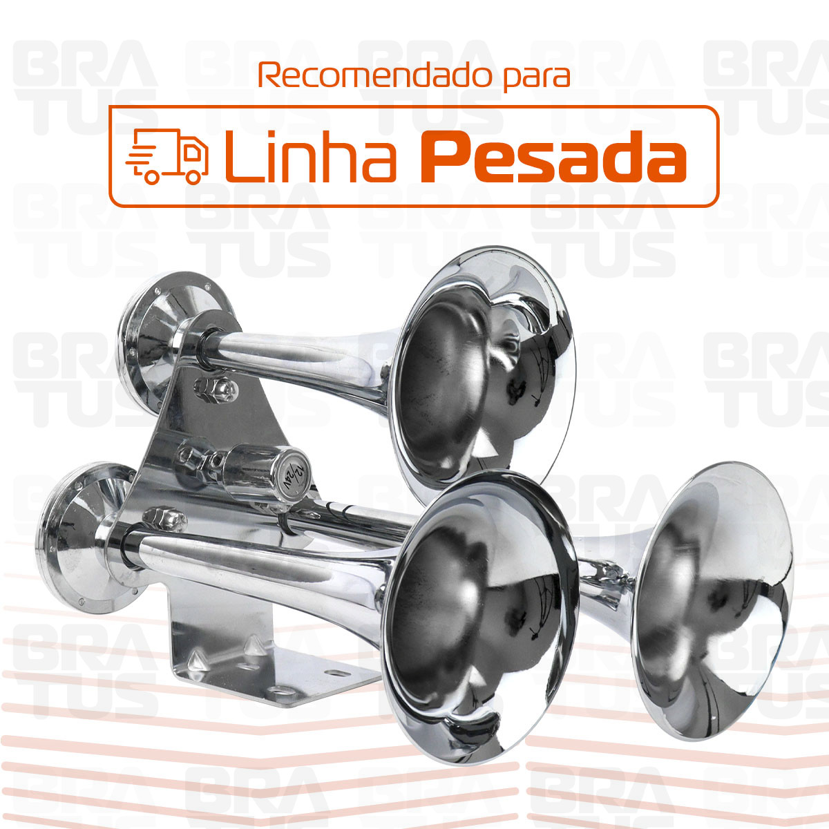 Buzina Cromada Marítima Eletropneumática (3 Cornetas) - Image 2