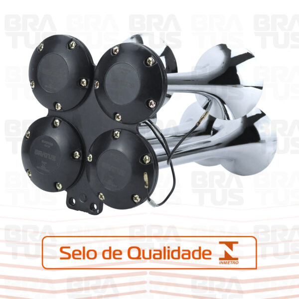 Buzina Cromada com Compressor (4 Cornetas)
