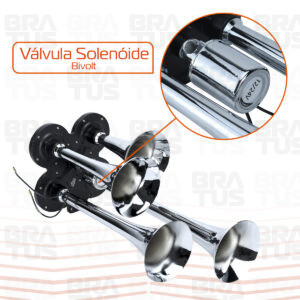 Buzina Cromada com Compressor (4 Cornetas) - Image 5