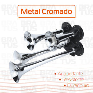 Buzina Cromada com Compressor (4 Cornetas) - Image 6