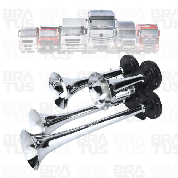 Buzina Cromada com Compressor (4 Cornetas)