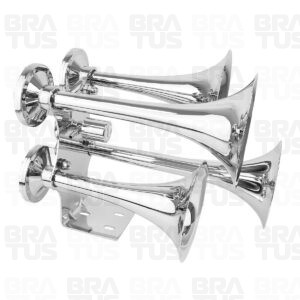 Buzina Cromada Marítima Eletropneumática (4 Cornetas) - Image 1