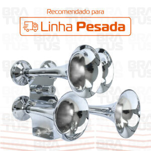 Buzina Cromada Marítima Eletropneumática (4 Cornetas) - Image 3