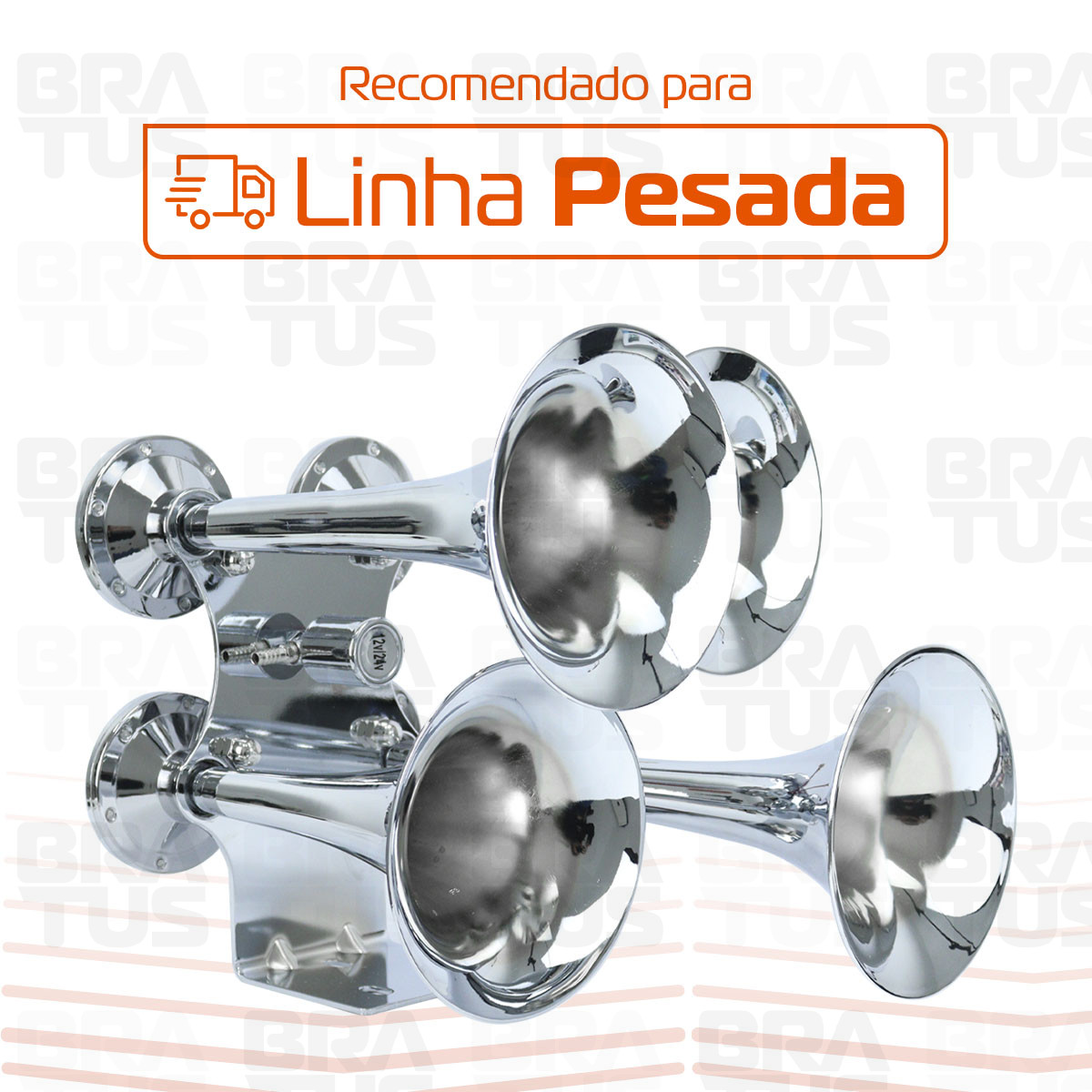 Buzina Cromada Marítima Eletropneumática (4 Cornetas) - Image 3