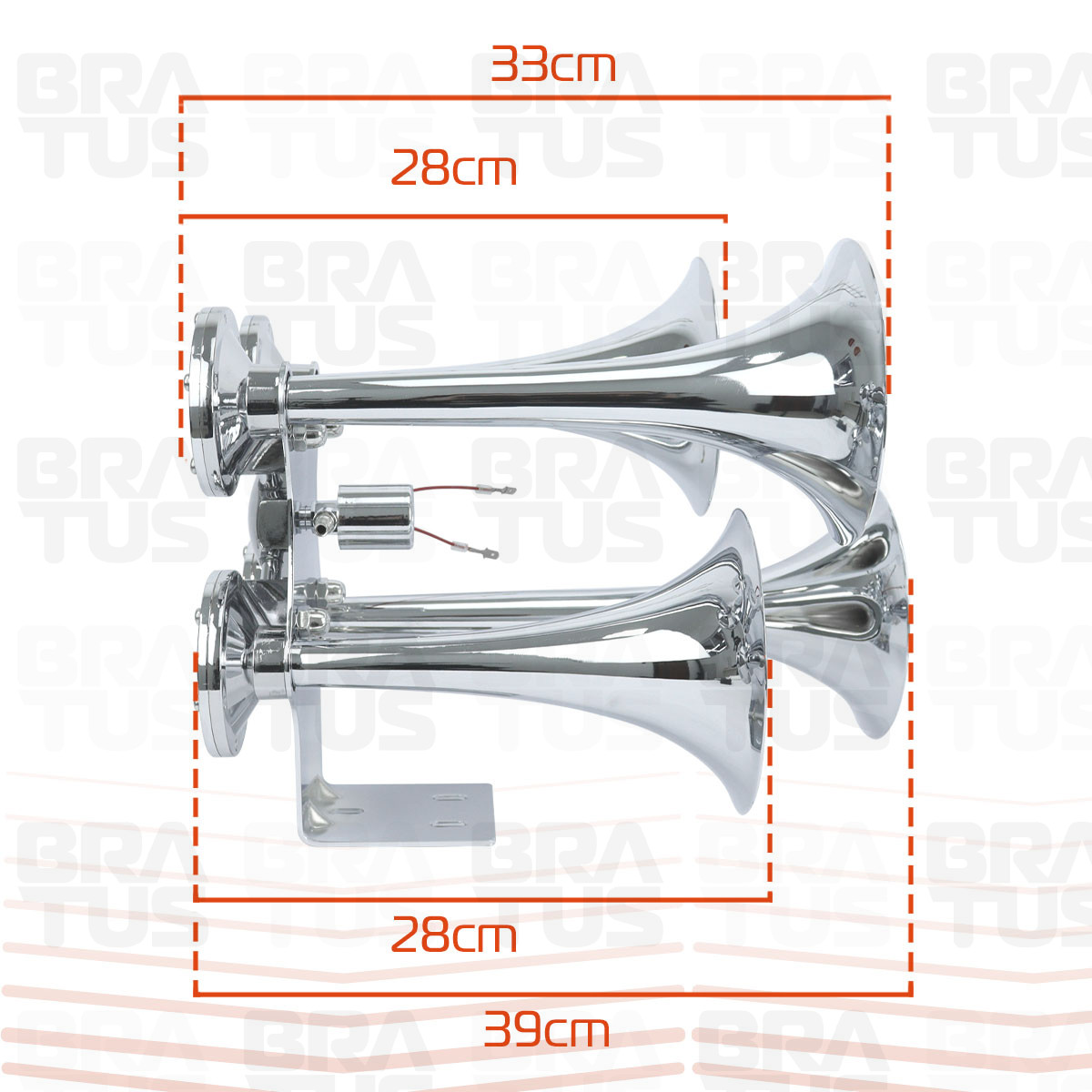 Buzina Cromada Marítima Eletropneumática (4 Cornetas) - Image 4