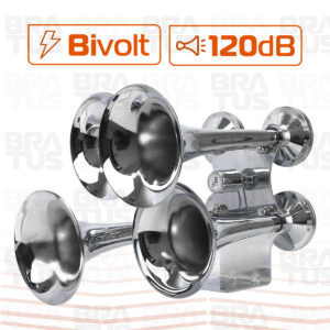 Buzina Cromada Marítima Eletropneumática (4 Cornetas) - Image 5