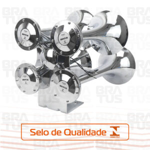 Buzina Cromada Marítima Eletropneumática (4 Cornetas) - Image 7