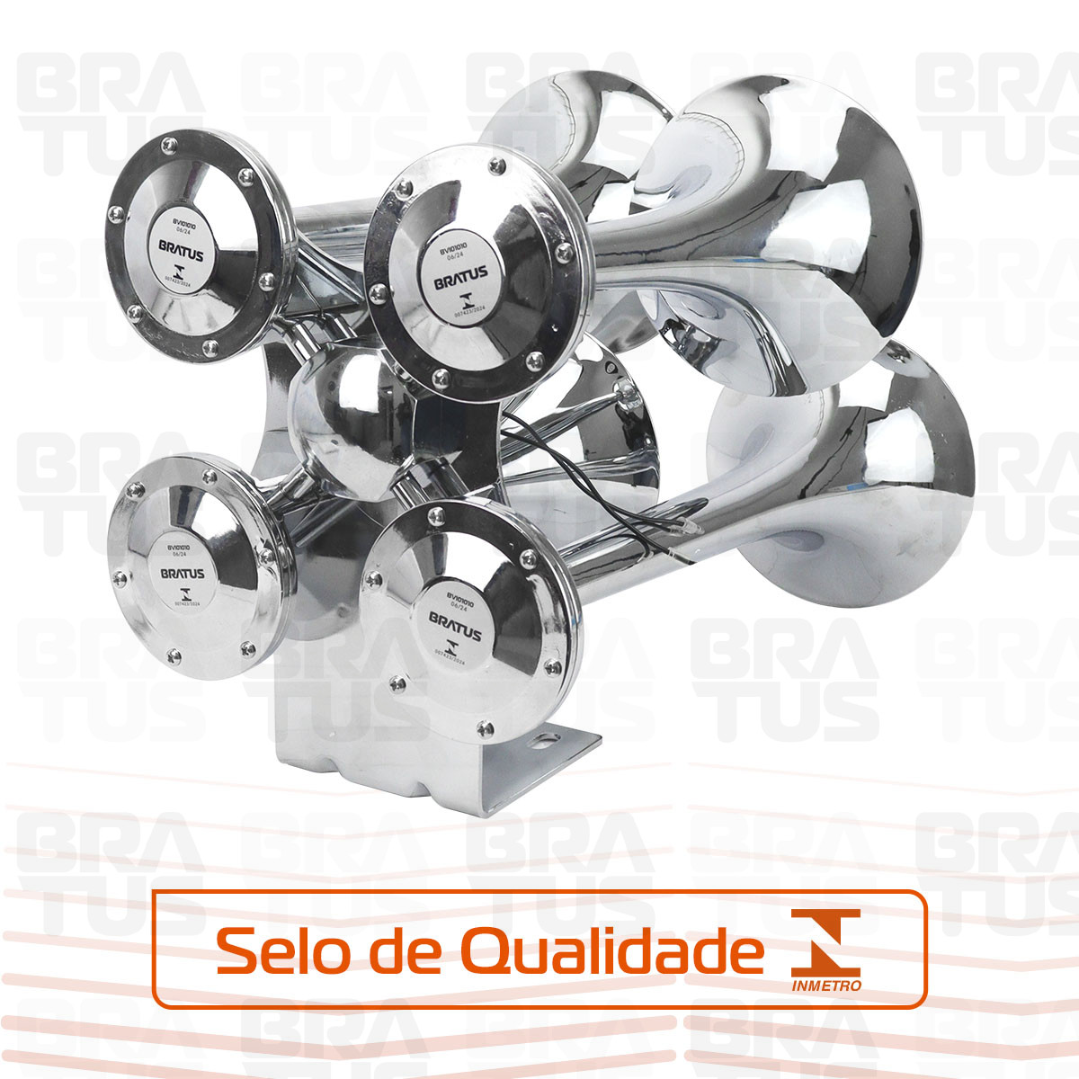 Buzina Cromada Marítima Eletropneumática (4 Cornetas) - Image 7