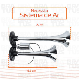 Buzina Cromada Ar Válvula Elétrica (2 Cornetas) - Image 5