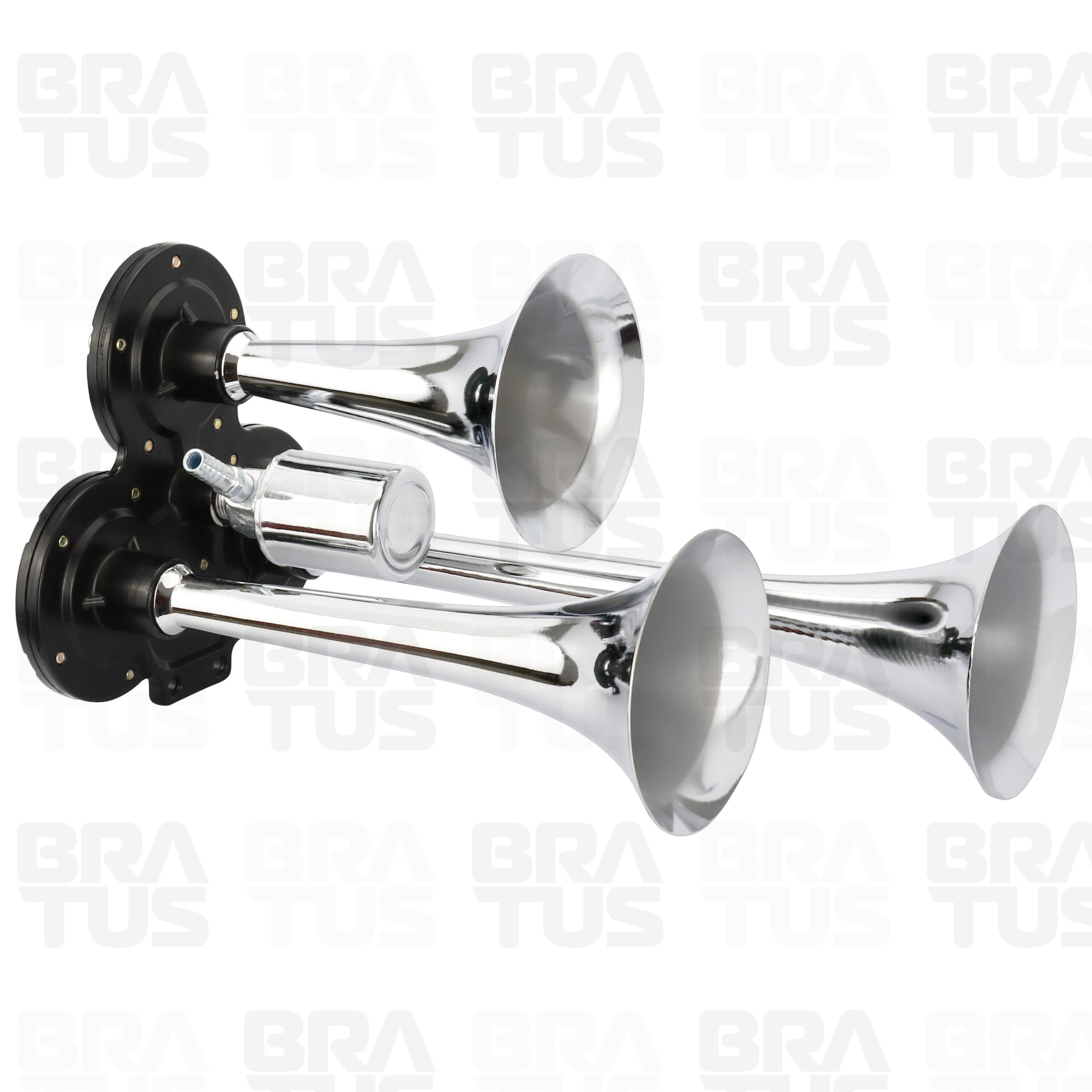 Buzina Cromada Ar Válvula Elétrica (3 Cornetas) - Image 1