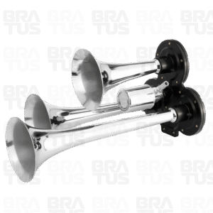 Buzina Cromada Ar Válvula Elétrica (3 Cornetas) - Image 2