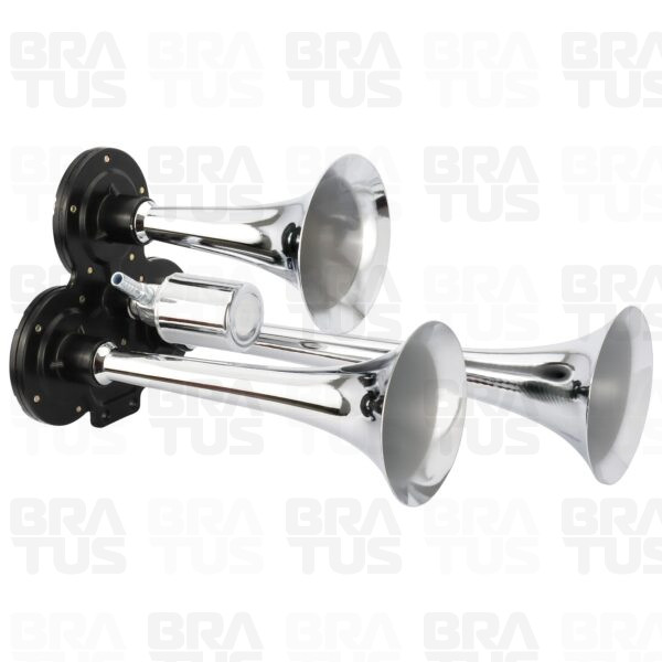 Buzina Cromada Ar Válvula Elétrica (3 Cornetas)