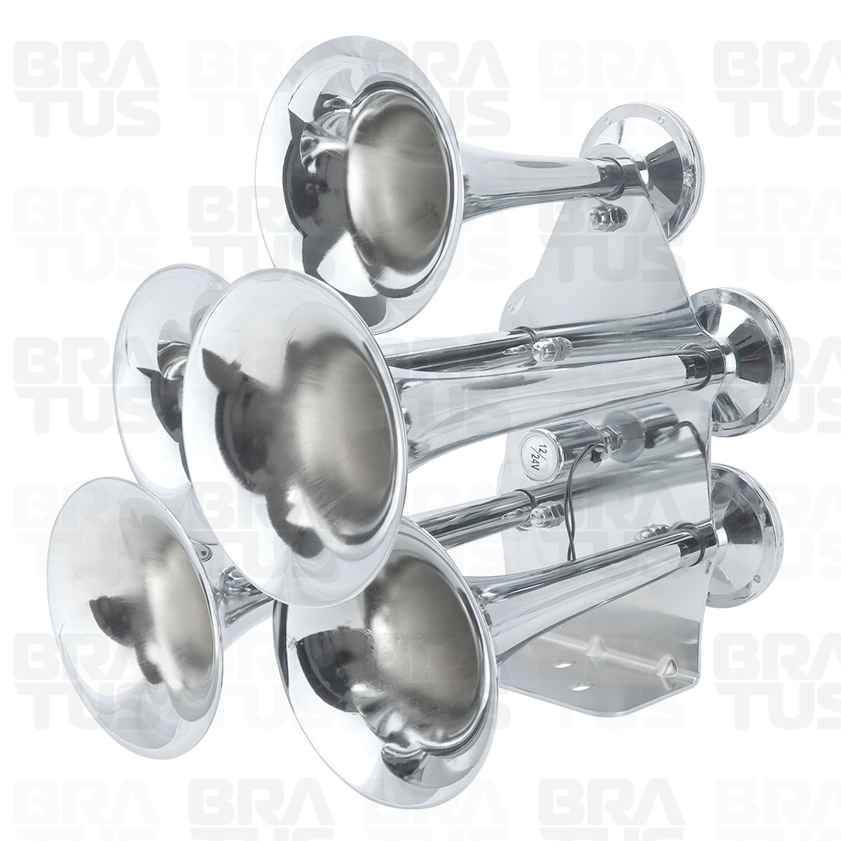 Buzina Cromada Marítima Eletropneumática (5 Cornetas) - Image 1