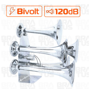 Buzina Cromada Marítima Eletropneumática (5 Cornetas) - Image 2