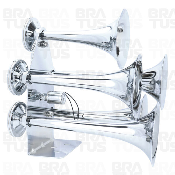 Buzina Cromada Marítima Eletropneumática (5 Cornetas)