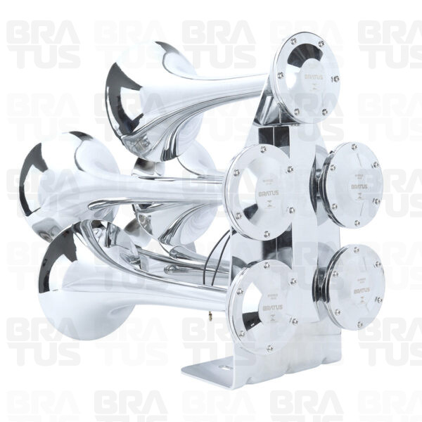 Buzina Cromada Marítima Eletropneumática (5 Cornetas)