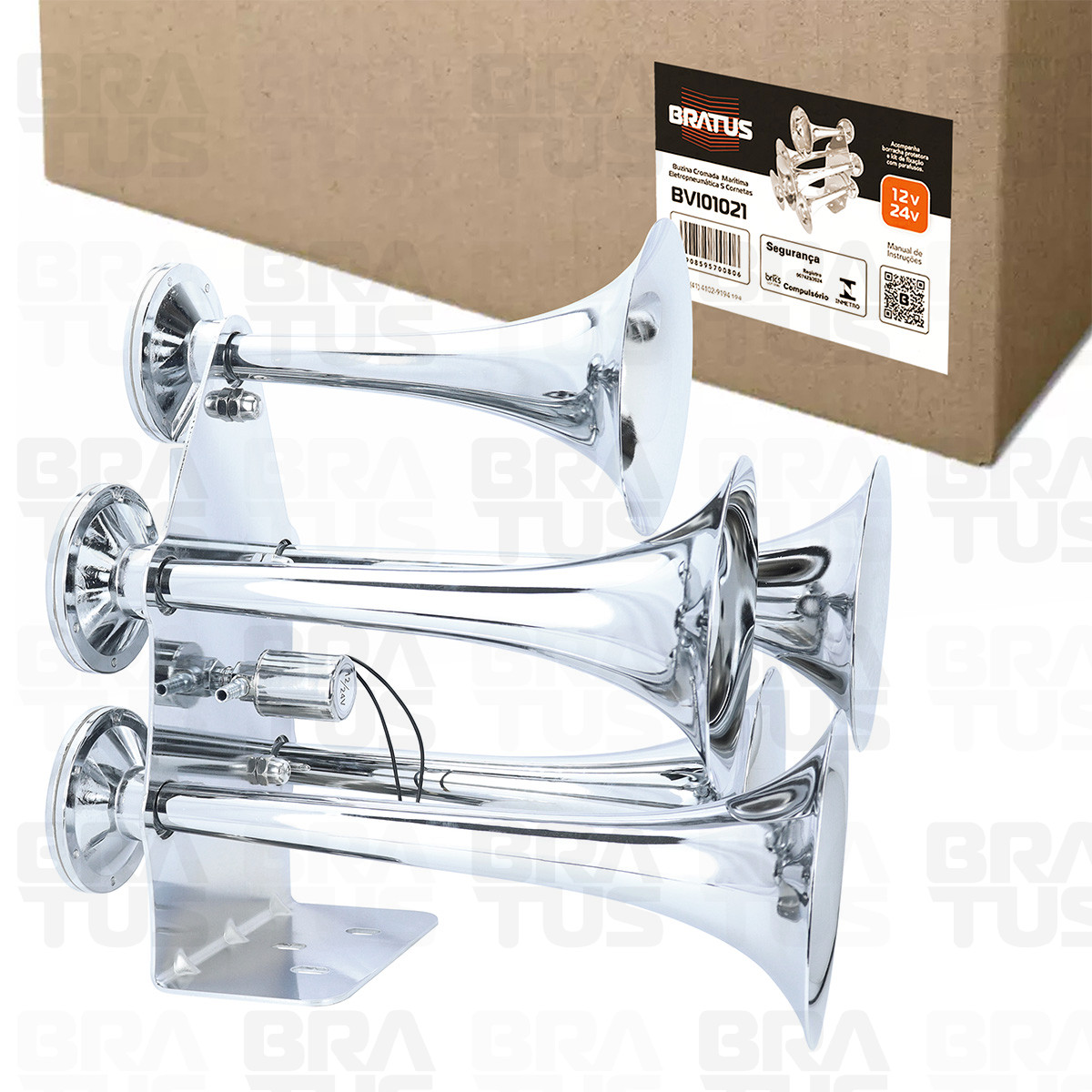 Buzina Cromada Marítima Eletropneumática (5 Cornetas) - Image 10