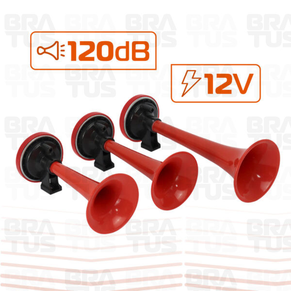 Buzina Universal Com Relé e Compressor (3 Cornetas)