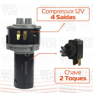 Buzina Universal Com Relé e Compressor (3 Cornetas) - Image 2