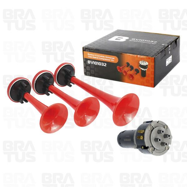 Buzina Universal Com Relé e Compressor (3 Cornetas)