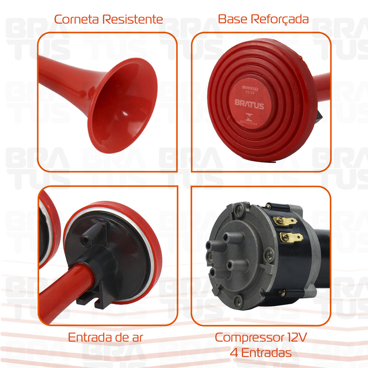 Buzina Universal Com Relé e Compressor (3 Cornetas) - Image 8