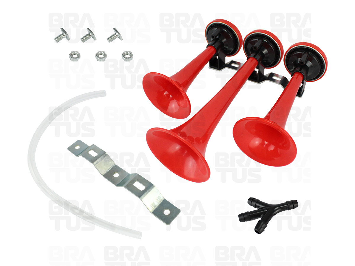 Buzina Pneumática Verdureiro - Vermelha (3 Cornetas) - Image 8