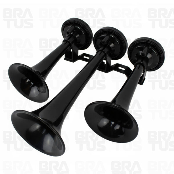 Buzina Pneumática Verdureiro - Preta (3 Cornetas)