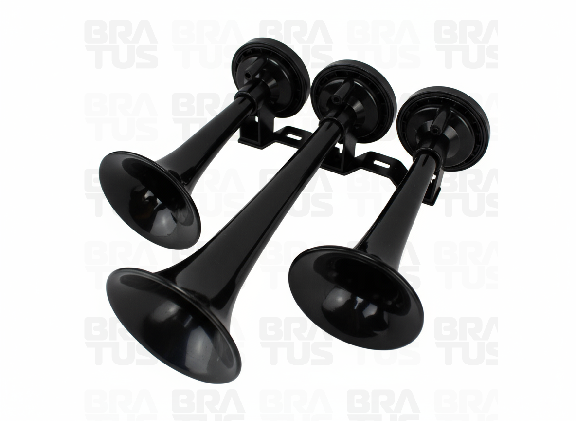 Buzina Pneumática Verdureiro - Preta (3 Cornetas) - Image 5