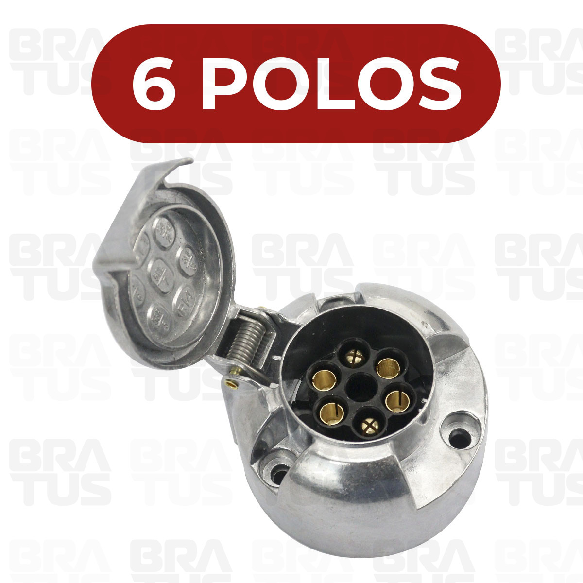Tomada Engate Alumínio Cromada Completa 6 Polos Carro - Image 2