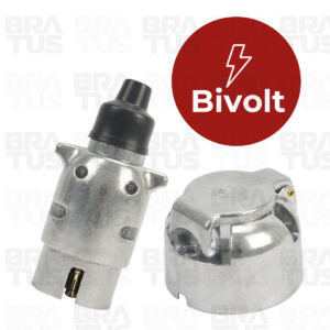 Tomada Engate Alumínio Cromada Completa 6 Polos Carro - Image 4