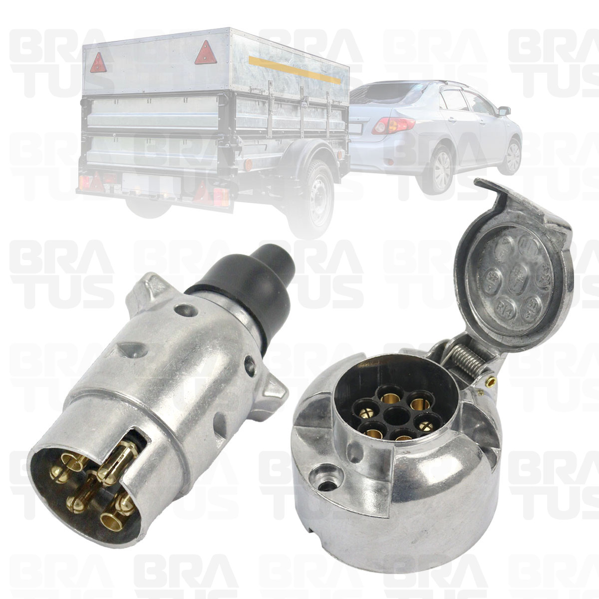 Tomada Engate Alumínio Cromada Completa 6 Polos Carro - Image 7