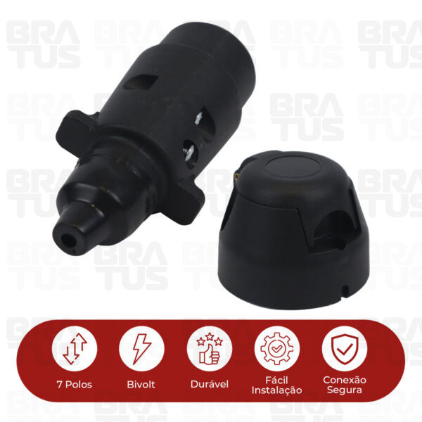 Tomada Engate Plástico Completa 7 Polos Carro