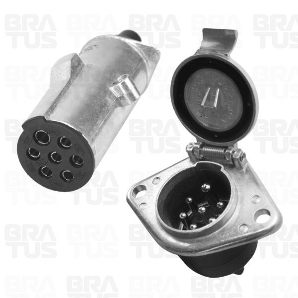 Tomada Engate Plástico Completa 7 Polos Cavalo Carreta (Alumínio Cromado)