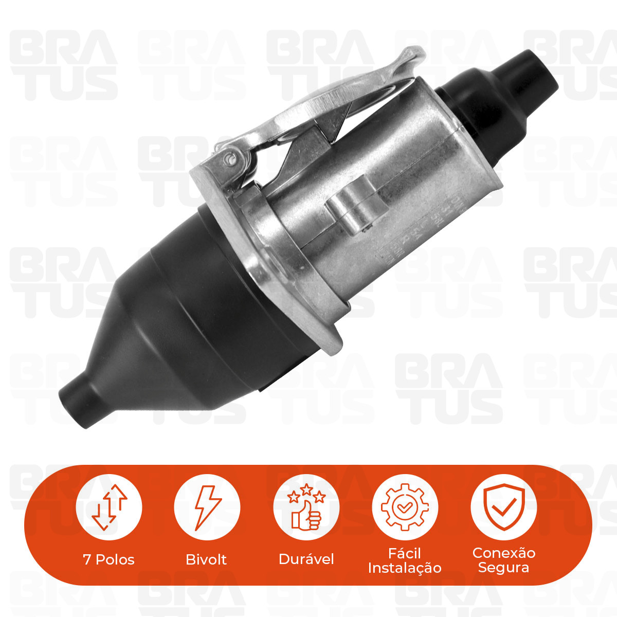 Tomada Engate Plástico Completa 7 Polos Cavalo Carreta (Alumínio Cromado) - Image 8