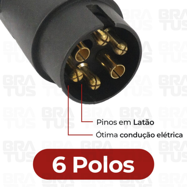 Tomada Engate Plástico Completa 6 Polos Carro (Macho)