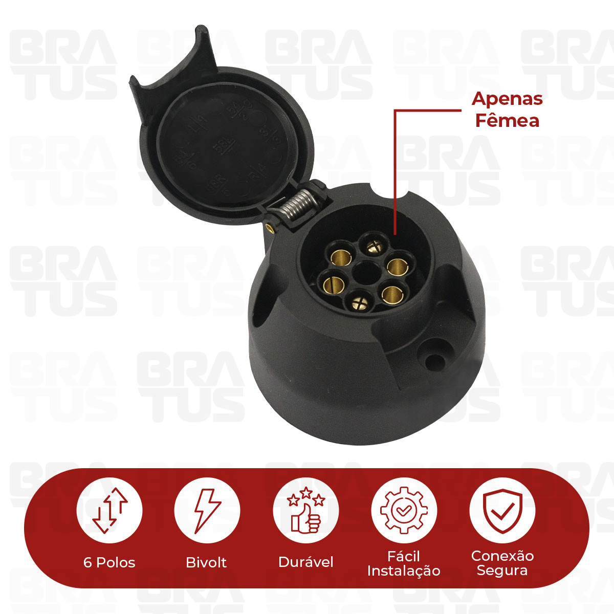 Tomada Engate Plástico Completa 6 Polos Carro (Fêmea) - Image 2