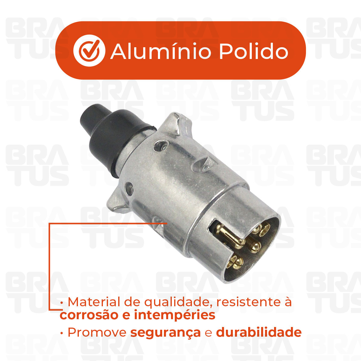 Tomada Engate Alumínio Cromada Completa 6 Polos Carro (Macho) - Image 5