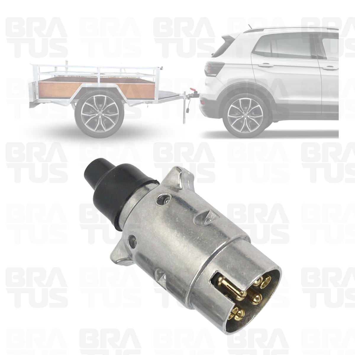 Tomada Engate Alumínio Cromada Completa 6 Polos Carro (Macho) - Image 8