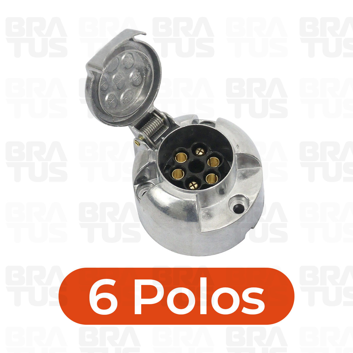 Tomada Engate Alumínio Cromada Completa 6 Polos Carro (Fêmea) - Image 3