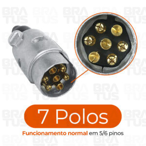 Tomada Engate Alumínio Cromada Completa 7 Polos Carro (Macho) - Image 5