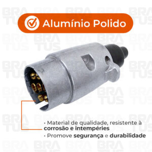 Tomada Engate Alumínio Cromada Completa 7 Polos Carro (Macho) - Image 9