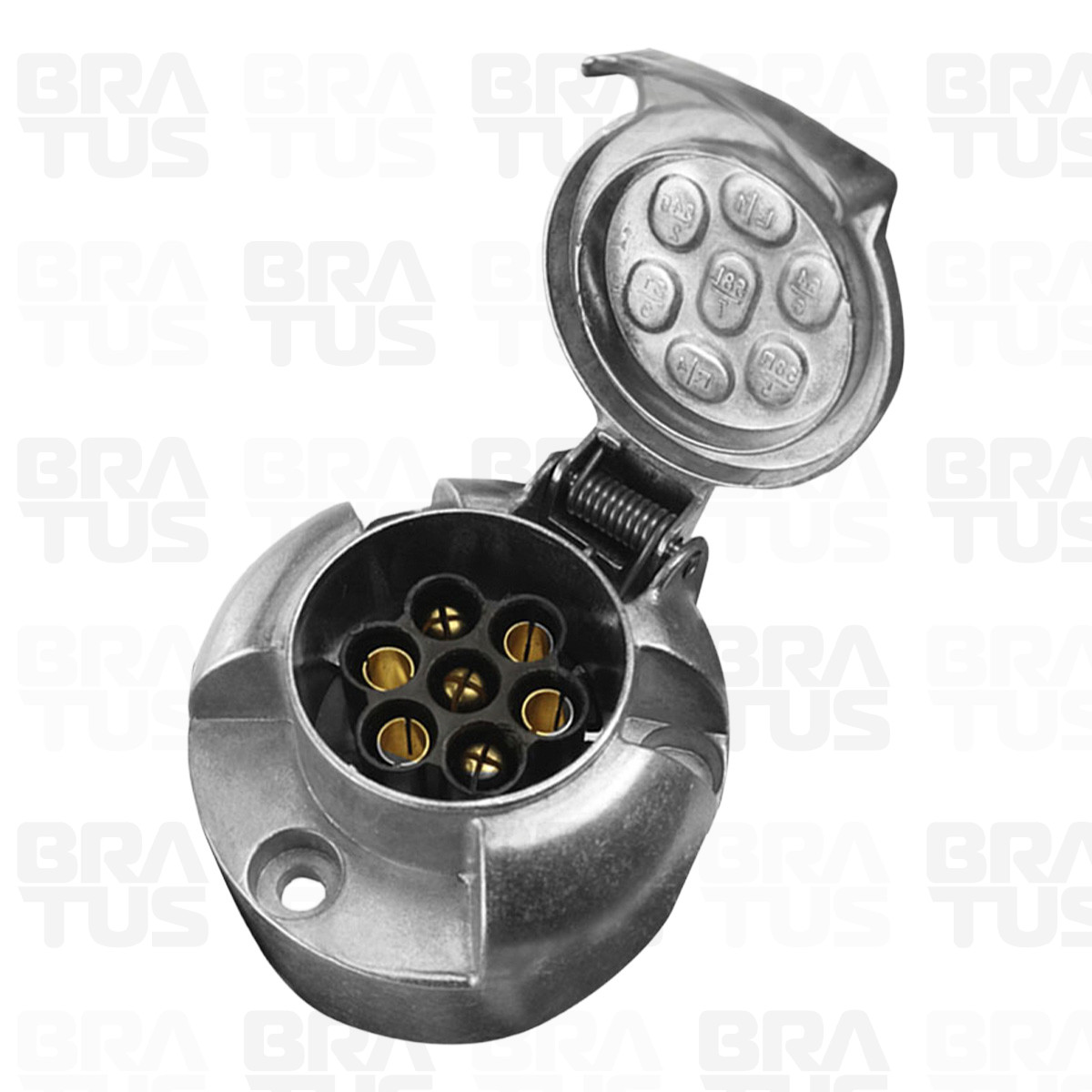 Tomada Engate Alumínio Cromada Completa 7 Polos Carro (Fêmea) - Image 1