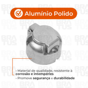 Tomada Engate Alumínio Cromada Completa 7 Polos Carro (Fêmea) - Image 3