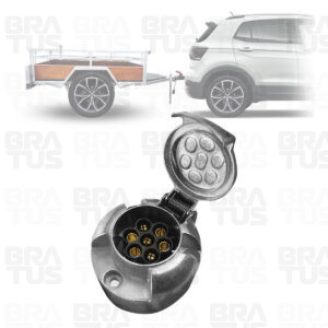 Tomada Engate Alumínio Cromada Completa 7 Polos Carro (Fêmea) - Image 4