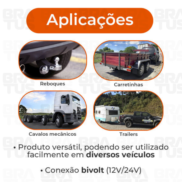 Tomada Engate Alumínio Cromada Completa 7 Polos Carro (Fêmea)