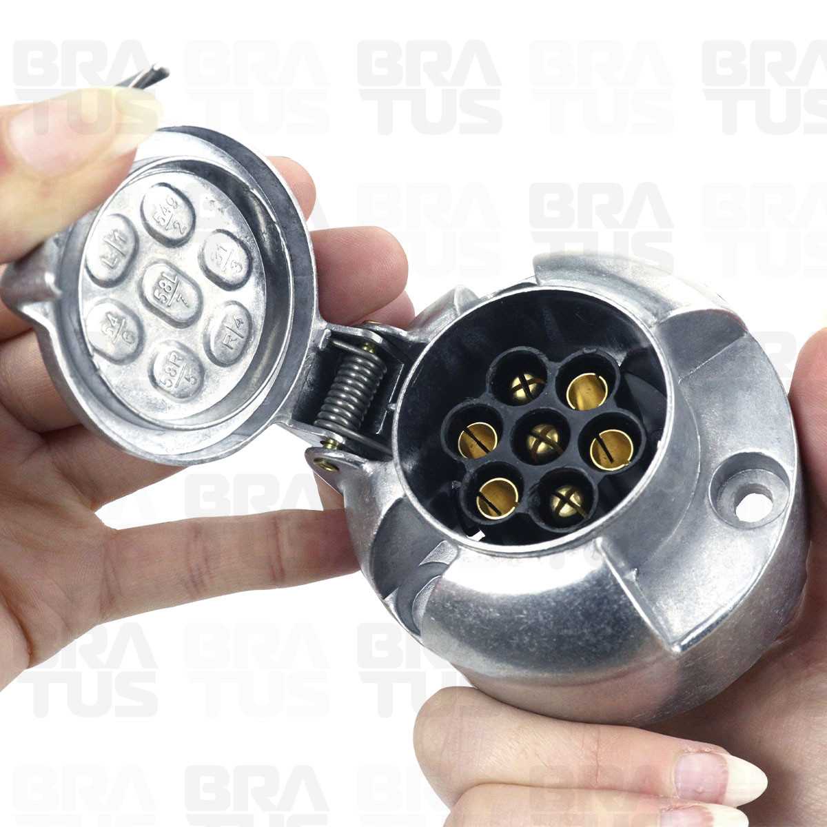 Tomada Engate Alumínio Cromada Completa 7 Polos Carro (Fêmea) - Image 8